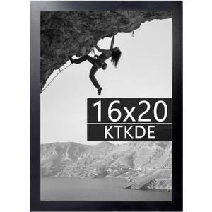 KTKDE 16x20 Picture Frame Wooden Black,Poster Frames with Polished Plexiglass, Wall Gallery Photo Frames Decorating for Minimalist Style Suitable,Any style Best gift