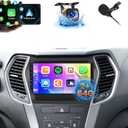 2+64G Inefala Android 15 Car Radio for Hyundai Santa Fe 2013-2017 with Wireless CarPlay Android Auto, 9 Inch HD Touchscreen Stereo with GPS WiFi Bluetooth FM/RDS SWC Backup Camera MIC