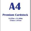 Premium A4 Cardstock - 8.3"x 11.7" - 65lb Cover (176 gsm) White (250 Sheets)