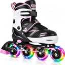 Kuxuan Adjustable Illuminating Roller Blades for Girls Boys Kids Ages 4-8 8-12 Outdoor Beginner Inline Skates with Full Light-Up Wheels for Women Men Adults Beginners, XLarge - Adult (W8-10/M7-9)