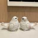 KiaoTime Farmhouse Bird Decor Resin Bird Figurines - Set of 2, Vintage & Modern Bird Decor Statue for Home Decor Accents, Cottage Bird Ornaments Decoration New White Carved Rustic Bird Figurine