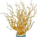 13.8 inches Artificial Coral Branches Fake Antler Branches Small Branches for Home Decoration Flower Arrangement Wedding Christmas Halloween Festival (Golden10PCS)