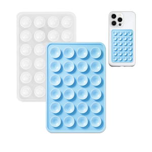 Anteel 2 Pack Silicone Suction Phone Case Mount, Non Slip Sticky Phone Grip for Cellphone, Silicon Adhesive Suction Cup Phone Mount, Strong Grip Holder for Selfies & Videos (Baby Blue&Translucent)