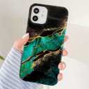 for iPhone 11 Case for Girl Women Men,Glitter Pearly Shell Luster Sparkle Bling Soft TPU Slim Thin Protective Phone Case Cover for iPhone 11 6.1,Fashion Emerald Green Gold Marble