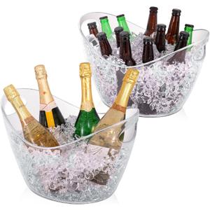 Large 3-Gallon Clear Plastic Ice Bucket, Beverage Tub for Parties (Pack of 2)