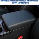 Car Armrest Cushion Pad Auto Center Console Cover with Storage Bag Memory Foam Arm Rest Console Pad Leather Universal Fit for Most Vehicles (Thick Pad, Grey)
