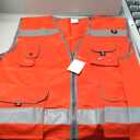 TCCFCCT Reflective Vest 9 Pockets High Visibility Safety Vest for Men Women, Hi Vis Construction Vest with Reflective Strips, Meets ANSI/ISEA Standards, (Red, Small) (Red Fabric-bison 001)