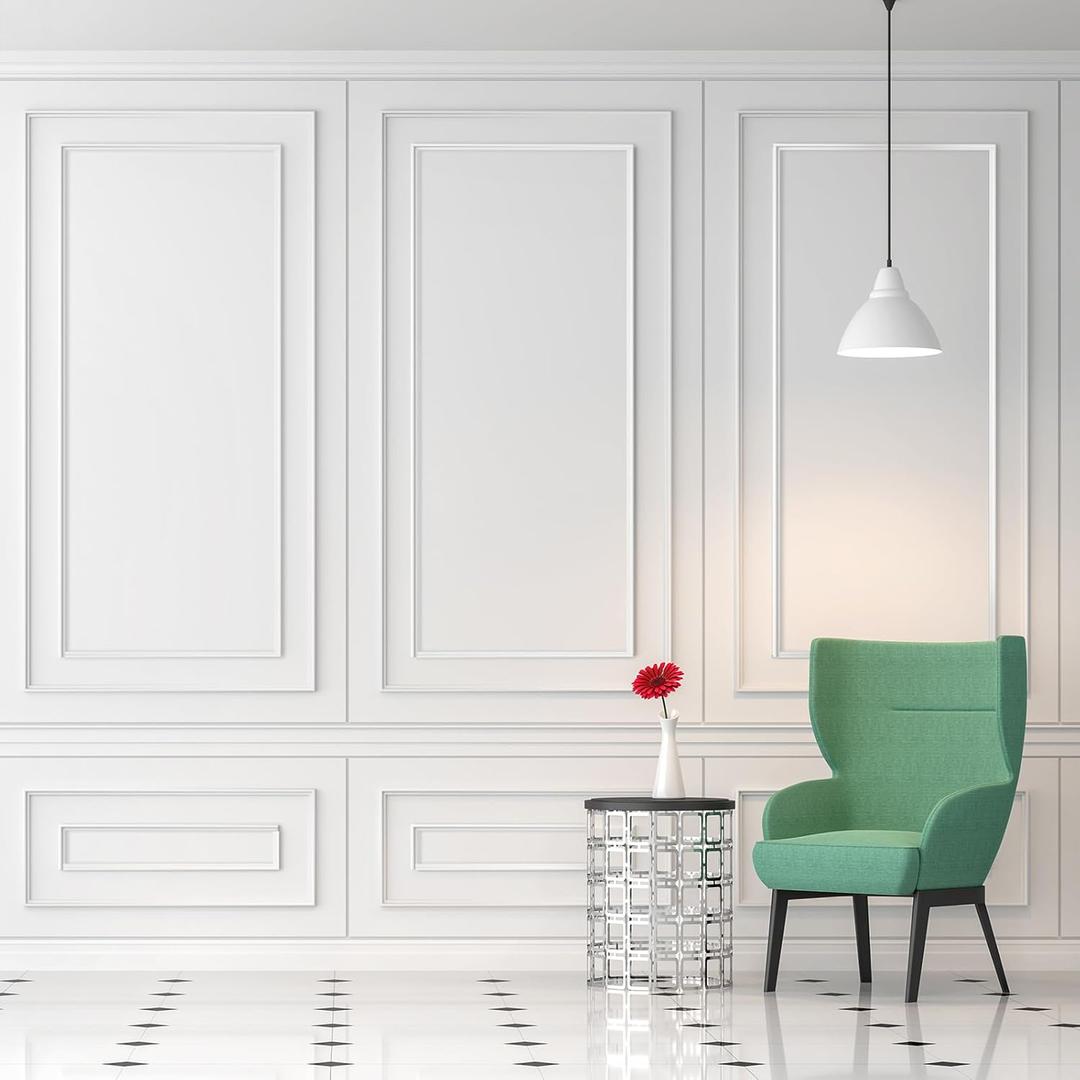 Pangda 3 Set Peel and Stick Wall Molding Kit Inner and Outer Layers Style Premade Wainscoting Panels for Interior Wall Moulding Decor Accent Wall Molding, Pre Made Wainscoting Wall Panel (31x 54 Inch)