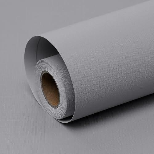 Amiya Light Grey Peel and Stick Wallpaper Solid Color Textured Contact Paper Pure Grey Self Adhesive Wallpaper Matte Removable Wall Paper Decorative Walls Decal Vinyl Roll 15.7"×120"