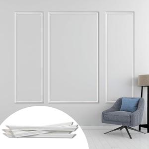 Hungbak Pre-Cut Accent Wall Molding Trim Kit, 3 Frames Premade Wainscoting Panels for Interior Decoration, Ready to Assemble Chair Rail Moulding