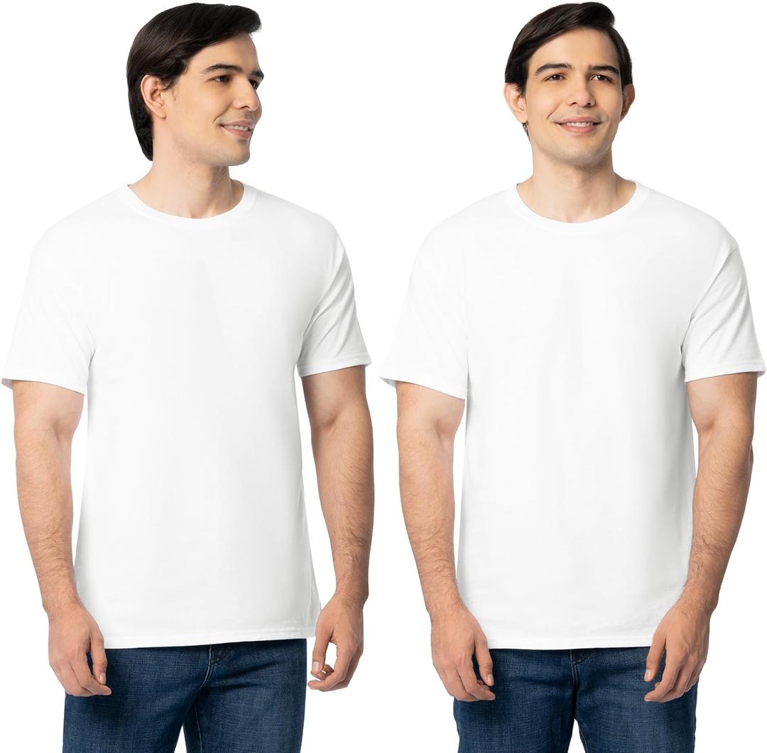 Fruit of The Loom Men's Eversoft Cotton T Shirts, Breathable & Moisture Wicking with Odor Control (XX-Large, 2 Pack White)