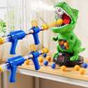 Movable Dinosaur Shooting for Toys Kids 4-6, Electronic Kids Target Games with 2 Air Pump Guns, LCD Score Record, Sound, 48 Foam Balls, Birthday Gifts for 3- 9 Year Old Boys Girls