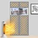 MAGZO Magnetic Thermal Insulated Door Curtain with Perspective Window, Fits 34" x 82" Door, Made of Oxford and Cotton, Weatherproof Insulation Cover Blanket for Winter, Block Cold Air Out, Grey