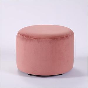 JKSVTF Ottoman Stool Round Ottoman Foot Rest Stool Seat Pouf Ottoman Footstool with Non-Skid Wooden Legs Modern Decorative Living Room Shoe Stool (Pink)