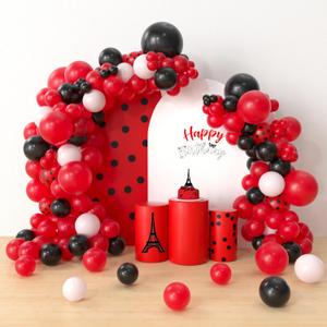 Ladybug Party Supplies - 151 Pcs Red Black Polka Dot Balloon Arch, Baby Shower, Girls, Female, Women's Products or Baby Products