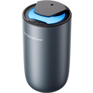 Waterless Diffuser for Essential Oil, Smart Car Air Freshener Diffuser with 3 Mist Grades & 3 LED Light Colors, Auto On/Off, Rechargeable Scent Air Machine (Titanium)