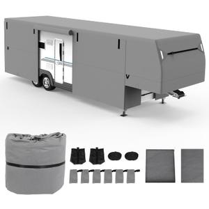 5th Wheel RV Cover 37-40 with 4 Tire Covers Waterproof Windproof Anti-UV Rip-Resistant Heavy Duty RV Trailer Cover Camper Cover Toy Hauler Cover 5th Wheel RV Cover 37-40 with 4 Tire Covers Waterproof Windproof Anti-UV Rip-Resistant Heavy Duty RV Trailer Cover Camper Cover Toy Hauler Cover