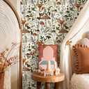 HAOKHOME Boho Peel and Stick Wallpaper Mushroom Forest Removable Stick on Contact Paper for Kitchen Bathroom Beige/Brown/Green17.3in x 32.8ft