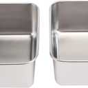 Set of 2 Stainless Steel Containers Square Cake Making Box for Easy Storage Carry
