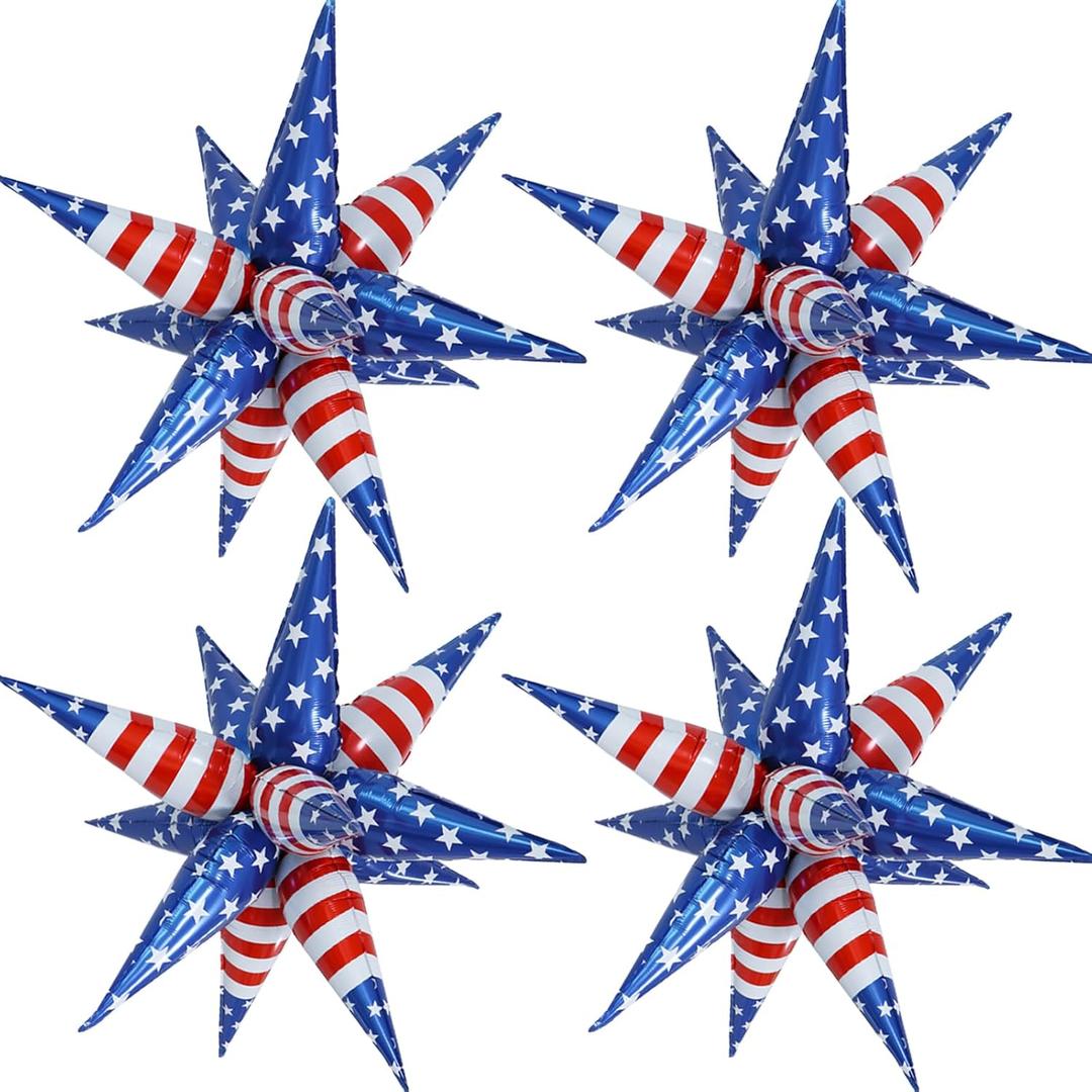 32" American Balloons Patriotic Balloons Star Red White Blue Balloon for Independence Day Party Decorations Memorial Day for the Fallen Party Decor 4th of July Party Decor Veterans Day Balloon