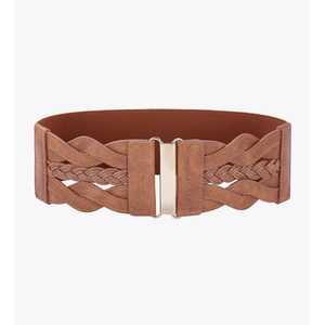 GRACE KARIN Women's Elastic Wide Belts Vintage Stretchy Belt Retro Fashion Cinch Belts for Dresses, Brown, XL