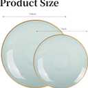 80pcs Disposable Clear Green Plastic Plates With Gold Rim, Include 40-7 inch Dessert Plate and 40-10 inch Dinner-Plates for Party, Wedding and Birthday