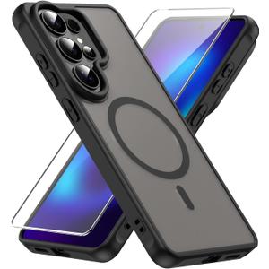 for Magnetic Samsung Galaxy S26 Ultra Case,[Compatible with MagSafe] Full Body Shockproof Protective Case,Wireless Charging,Hard Translucent Matte Phone Cover for Galaxy S26 Ultra (Black)