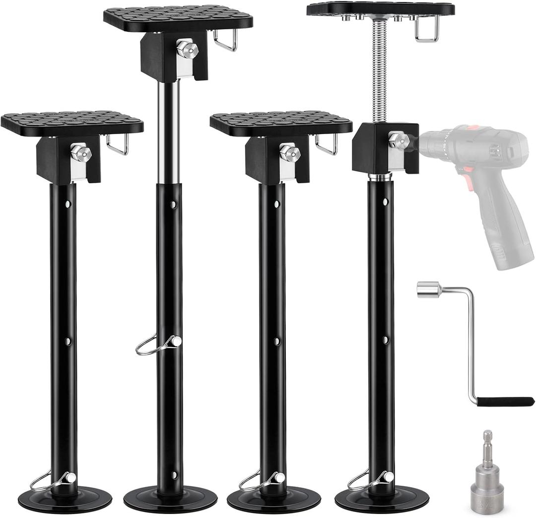 Kohree RV Slide Out Support Jacks with Flat Top, 4PCS Up to 20,000lbs, Adjustable Slide Out Jack from 20"-49" by Power Drill or Hand Crank Handle for Camper Trailer 5th Wheel and Class A RV Slide Outs