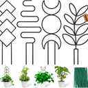 Plant Trellis for Climbing Plants Indoor, Small 14.6in Metal Trellis for Potted Plants, Mini Houseplant Hoya Pothos Trellis with Ties, Set of 4p Different Shap, Black