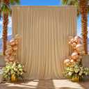 Beige Backdrop Curtain for Weddings Parties, 2 Panels 116×56" Long Silky Polyester Photo Backdrop Drapes for Birthday Baby Shower Photography Background Cloth