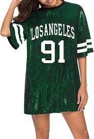 PORRCEY Juniors Short Sleeve Print Sequin Funny Dress Shirts (Green,XXL)