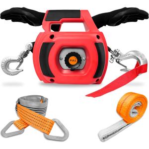 Portable Drill Winch, 1500LB Capacity Hand Winch with 40FT Steel Cable, 360 Swivel Hook, Powered by Cordless Drill for ATV UTV Trailer Loading, Lawn Tractor Pulling, Heavy Lifting & Dragging