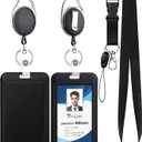 Teskyer Lanyards for ID Badges Set, 2 ID Badge Holder with 2 Heavy Duty Badge Reel and 1 Detachable Lanyard for Office School Work Name Badges - 5 PCS