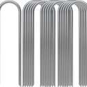 AAGUT 16 Pack Garden Landscape Staples 6 Inch Soaker Hose Stakes 11 Gauge Drip Line Irrigation Stakes Water Hose Hooks Galvanized Lawn U Pins Sod Nails for Chicken Wire, Drip Tubing, Dog Fence