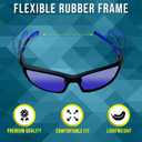 Polarized Sports Sunglasses for Men & Women | UV Protection Mirrored Polarized Lenses, Adjustable Nose Pad, Unbreakable | Fishing, Baseball, Cycling, Golf Running Sunglasses | Hard Zipper Case | Blue