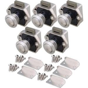 RDEXP Push Button Keyless Locks Latch Knob Cupboard 2cm/0.79in Mounting Hole for RV Drawer Cabinet Door Thickness 1.5-1.8cm Set of 5 (3.5x2.4cm/1.37x.94inch(LxW))