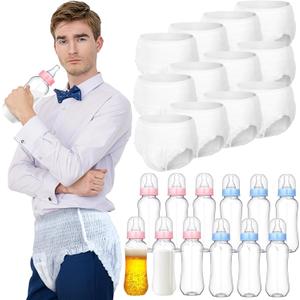 Hushee 12 Sets Funny Plastic Bottle Chug Baby Shower Games Diaper Baby Shower Game Gender Reveal Race Gifts Decoration for Adults Boys Girls (Colorful)
