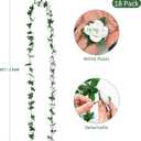 KHOYIME 18 Pack 144 FT Artificial Flower Garland, Fake White Roses Vines Silk Flowers Faux Plastic Outdoor Hanging Floral Ivy Garland Decoration for Wedding Arch Bedroom Home Wall Backdrop Room Decor