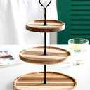 3-Tier Bamboo Round Cupcake Dessert Stands, Cake Snack Scones Crackers Fruits Appetizers Pastry Tiered Platters Serving Tray for Tea Party, Bridal Shower, Wedding Catered Event