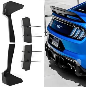 MUCO Bumper Diffuser Lip for Ford Mustang 2015 2016 2017 2018 2019 2020 2021 2022 2023 V2 Style Glossy Black Rear Diffuser ABS Rear Spoiler Lip Only Fit with Dual Exhaust Version