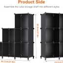 6-Cube Storage Organizer, Closet Organizer Storage Cabinet Shelf Bookcase Bookshelf with Metal Hammer, Storage Cubes Organizer Cabinet for Kids, Closet, Bedroom, Bathroom(11.8x11.8x11.8 inch)Black