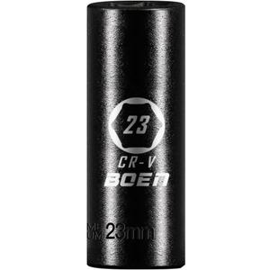 2 x BOEN 3/8" Drive Deep Impact Sockets, Premium Impact Socket, 23mm Socket, Metric, 6 Point,Cr-V Steel with Laser Marking - Strong and Durable