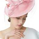 BABEYOND Tea Party Fascinator Kentucky Hat Fascinator Cocktail Pillbox Hat Derby Headband (Pink)