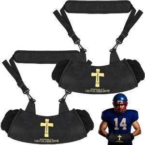 Mepase 2 Pcs Football Hand Warmer Cross Reusable Hand Pouch with Zipped Pocket and Adjustable Waist Strap for Outdoor Sports Football, Baseball, Hiking & Camping