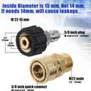 Tool Daily Pressure Washer Adapter Set, Quick Connect Kit, Metric M22 15mm Female to M22 Male Fitting, 5000 PSI, 4 Pcs