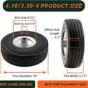 RRQ 10 Inch Solid Polyurethane Tire 4.10/3.50-4 Tire, 10" Flat Free Wheels with 5/8" Bearings, 2.2" Offset Hub for Garden Cart, Hand Truck, Lawn Cart, Mower (2 Pack)