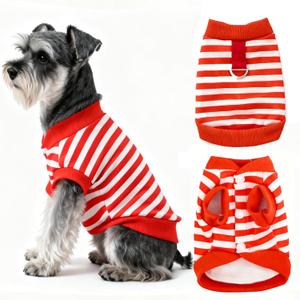 Striped Dog Sweater, Puppy Sweaters for Small Dogs Boy Girl, Warm Stretchy Pets Coats Sweatshirt, Thick Warm Cozy Stretchy Sweater for Dog&Cat (Red & White Strip, XL)