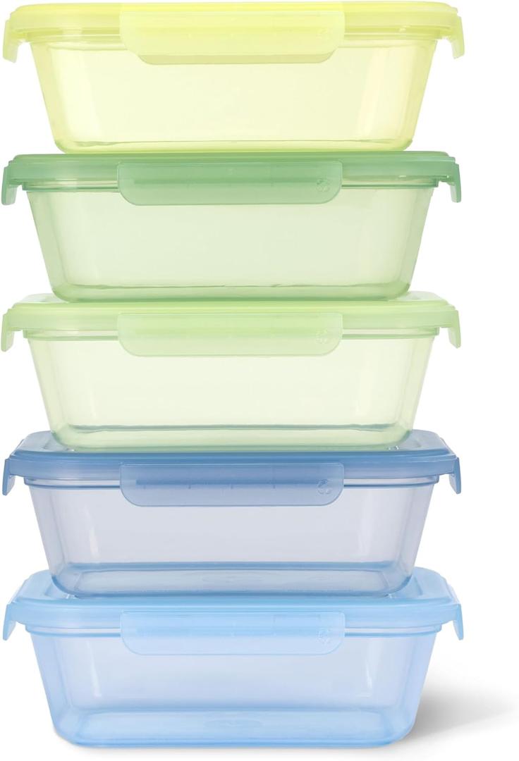 Ello Snap & Nest 10-Piece 4.5 Cup Plastic Meal Prep Set, Reusable Food Containers for Healthy Eating, Freezer, Dishwasher Safe, Seafoam
