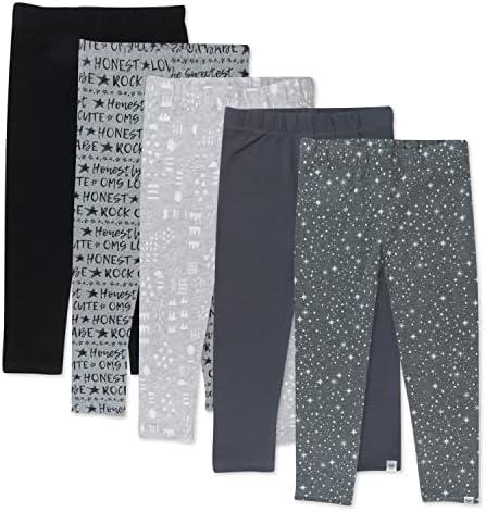 HonestBaby Multipack Leggings Skinny, Flare and Cargo Pants Organic Cotton for Infant Baby Girls, Toddlers, Little Kids 4T
