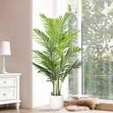 Artificial Palm Tree 5FT, Fake Tree Tall Fake Plant with White Planter, Artificial Tree Faux Floor Plant Artificial Plant Indoor for Home Office Living Room Decor